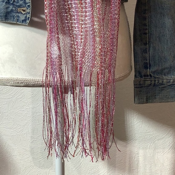 Lightweight - sparkle - statement - multicolor - summer - fringe - spring scarf - Picture 3 of 5